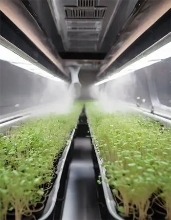 Microgreen being misted